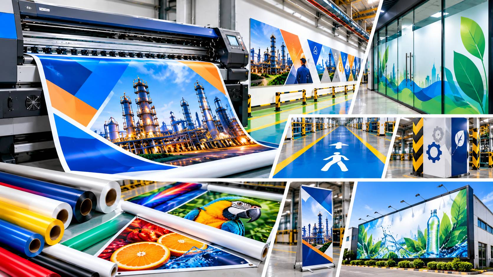 Large-format printer producing graphics in a professional print workshop